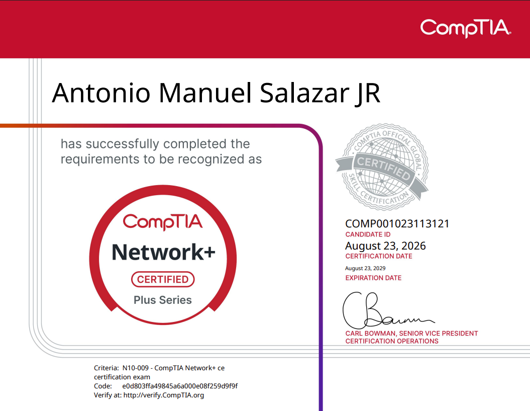 CompTIA Network+ certificate