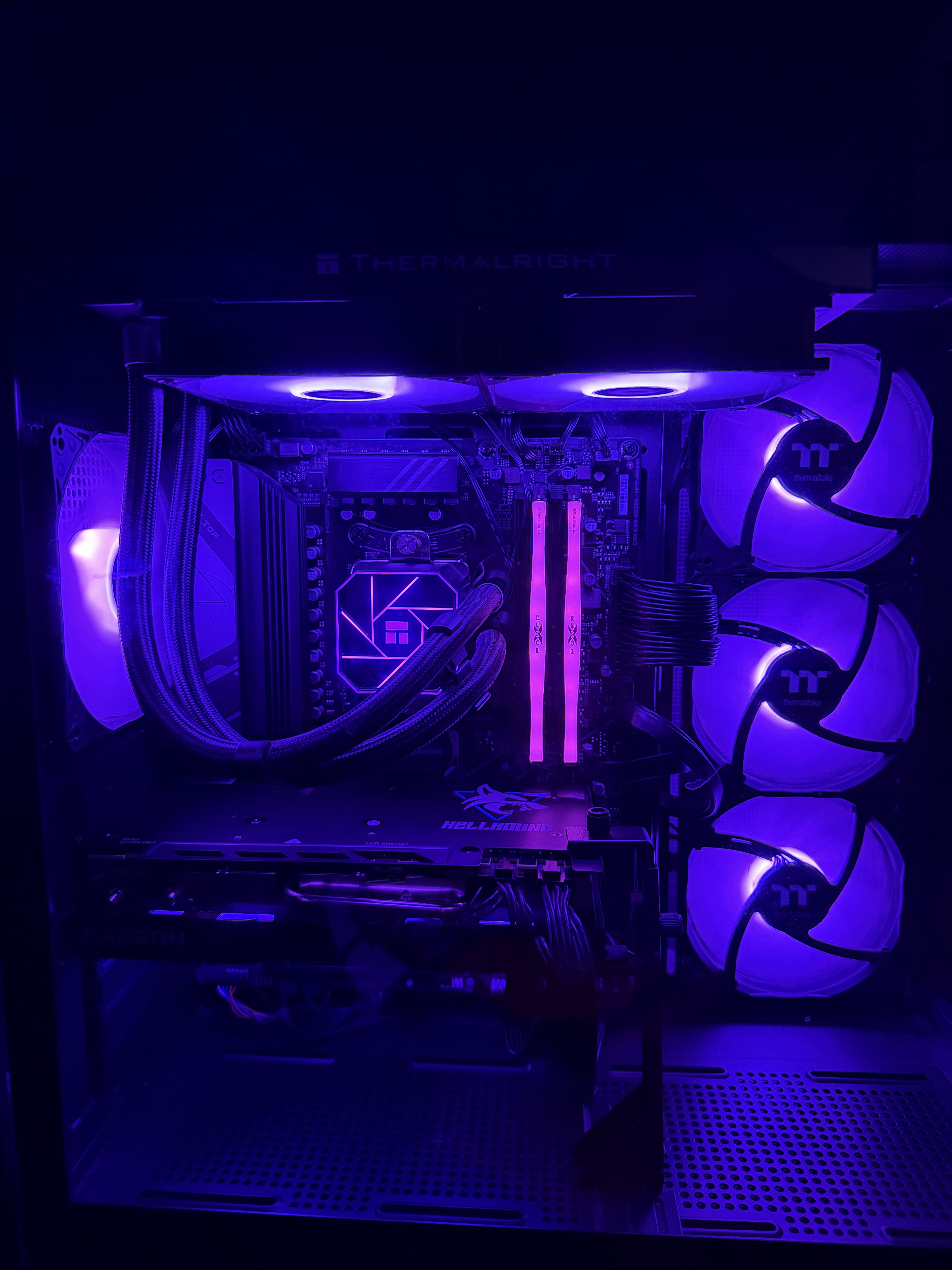 Build 2 with purple ARGB lighting and Hellhound GPU