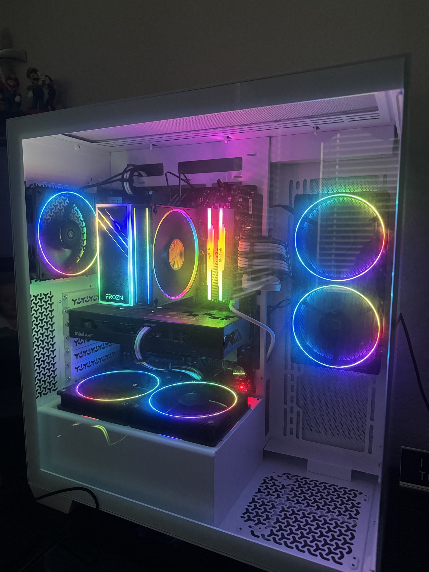 Build 3 in a white case with Intel Arc GPU